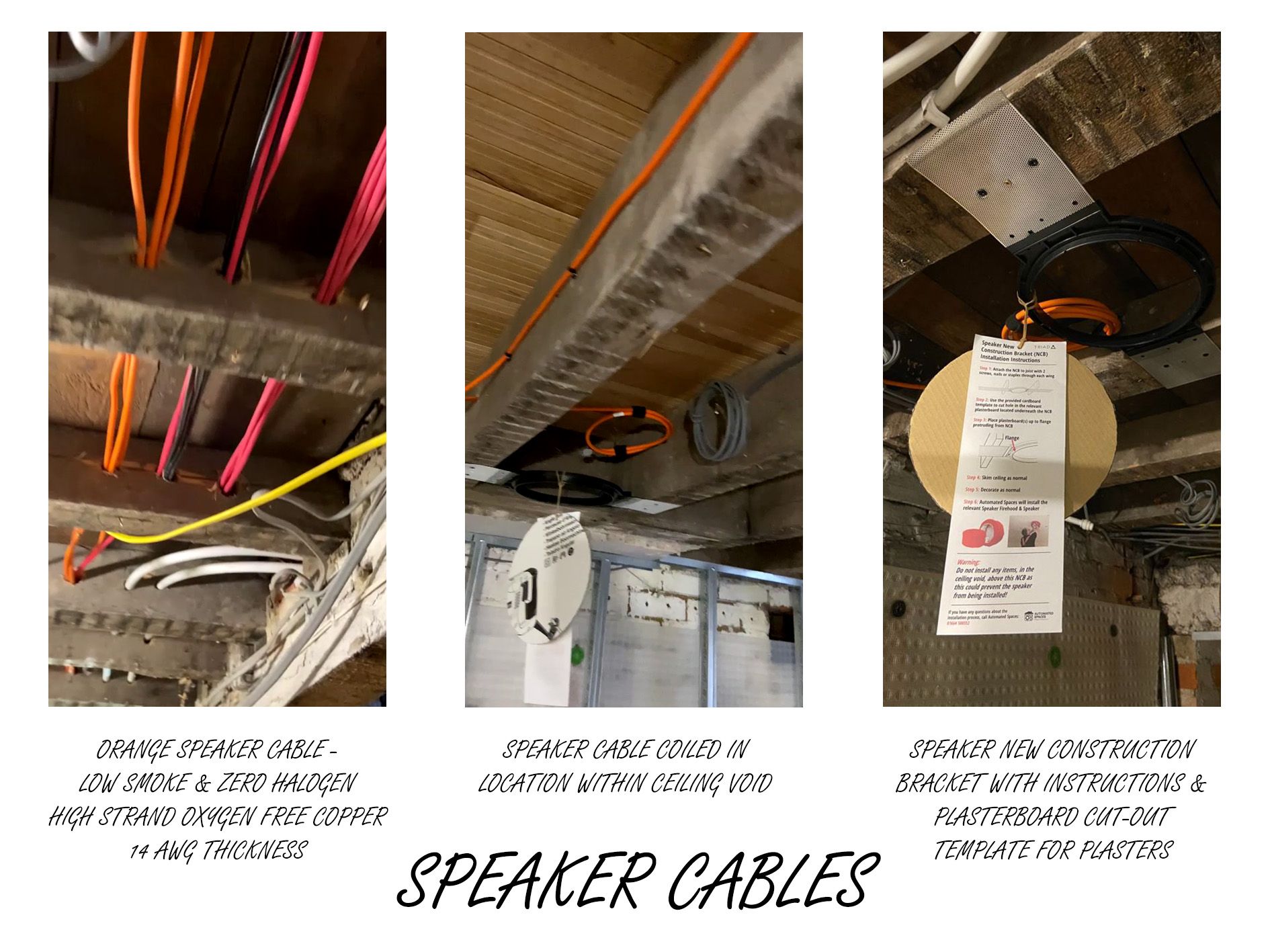 1st fixing cabling with cable ties prior to walls being plastered