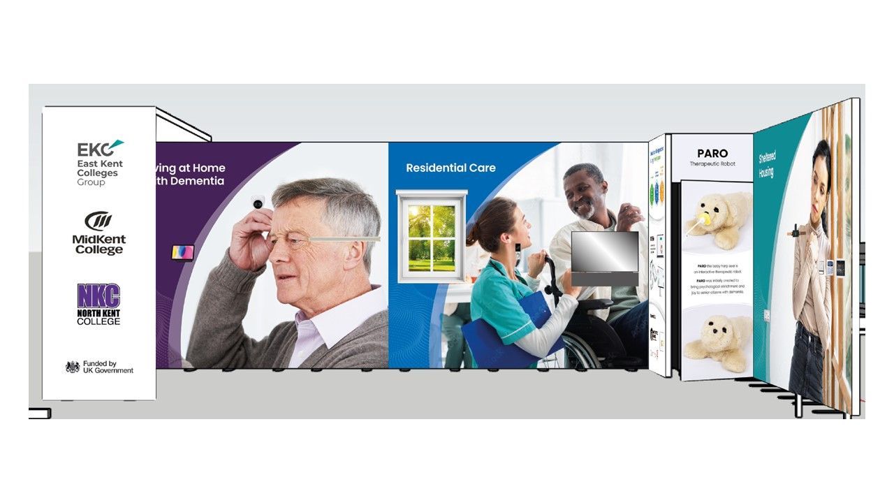 Graphic of independent living smart spaces exhibition display panels