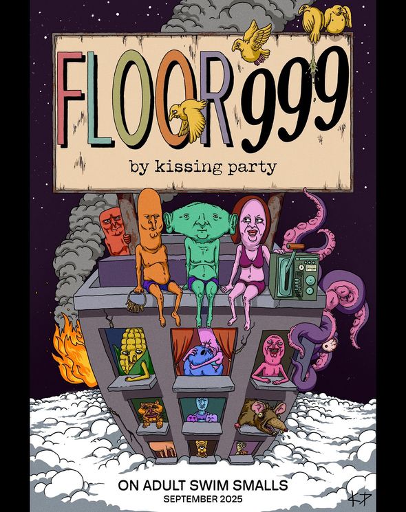 Floor 999 - Sound Editing by Christian Blair An animated burning building with characters poking out of windows. There are three characters sitting on the roof.