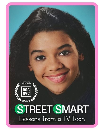 Street Smart: Lessons from a TV Icon - Supervising Sound Editor A yearbook picture of Sonia Manzano surrounded by a pink border and the title