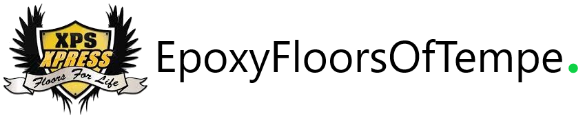 EpoxyFloorsOfTempe logo with black and gold XPS emblem and green dot text.