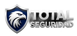 Logotipo de una empresa de seguridad. Un escudo azul con la silueta amarilla de un guardia de seguridad 