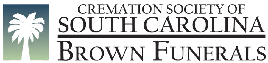 Cremation Society of South Carolina Brown Funerals logo with palm tree icon