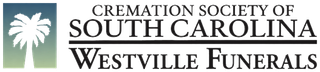 Logo for Cremation Society of South Carolina, Westville Funerals, with palm tree icon and text