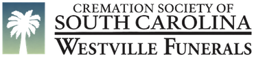 Logo for Cremation Society of South Carolina, Westville Funerals, with palm tree icon and text