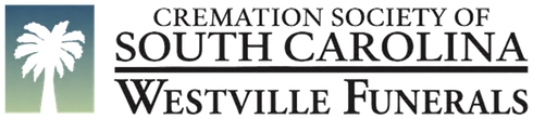 Logo for Cremation Society of South Carolina, Westville Funerals, with palm tree icon and text