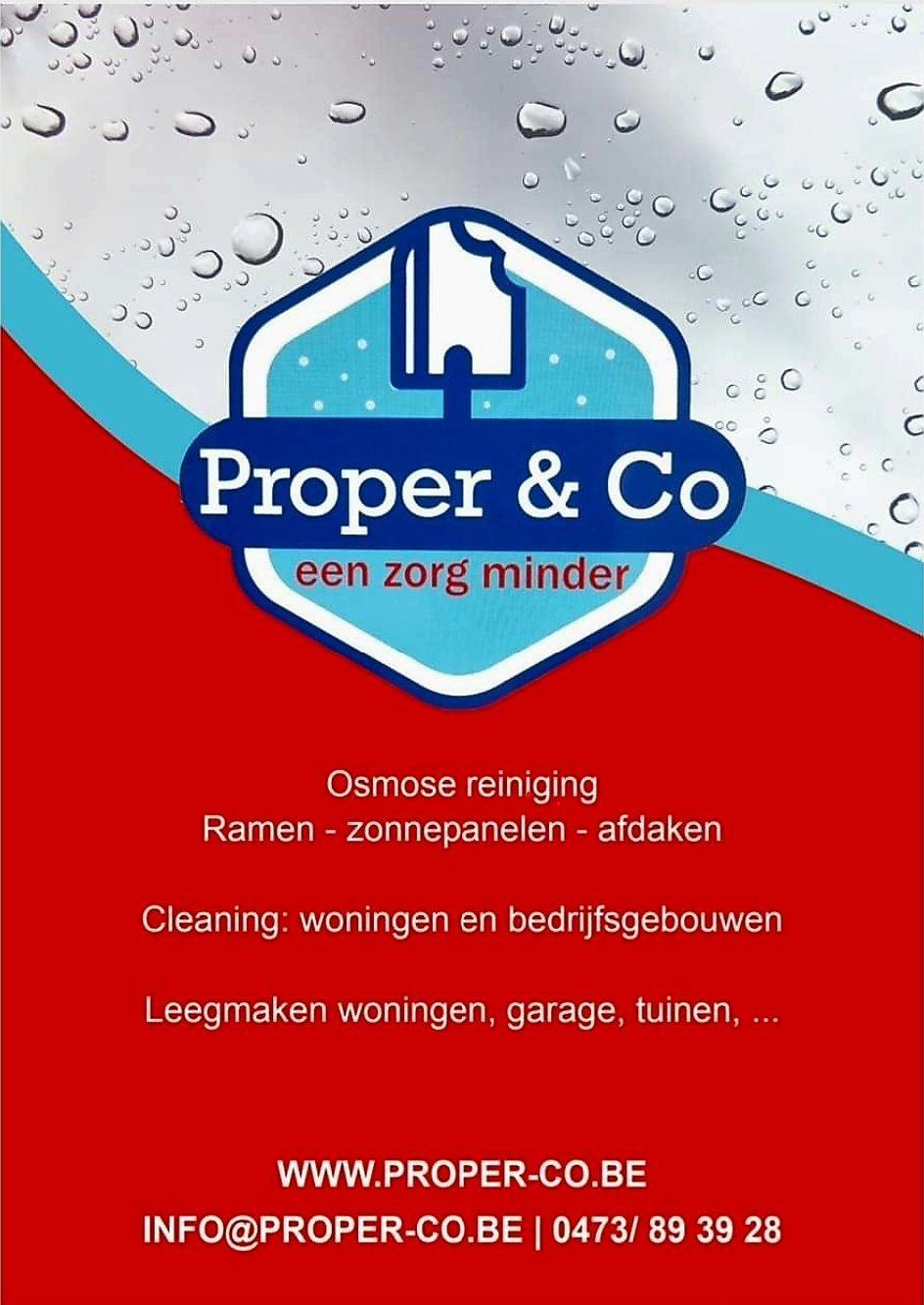 Proper-co reinigingswerken
Wij zijn gelegen te Heist op den Berg en snel bij u voor de deur