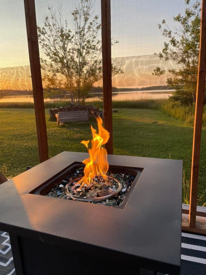 Screened In Gazebo and Fire Table 