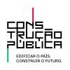 Logo for Construção Pública: Black text in a square format with vertical lines.