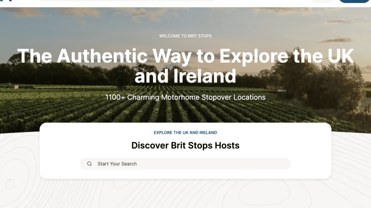 A screenshot of a Britstops website that says the authentic way to explore the UK and Ireland