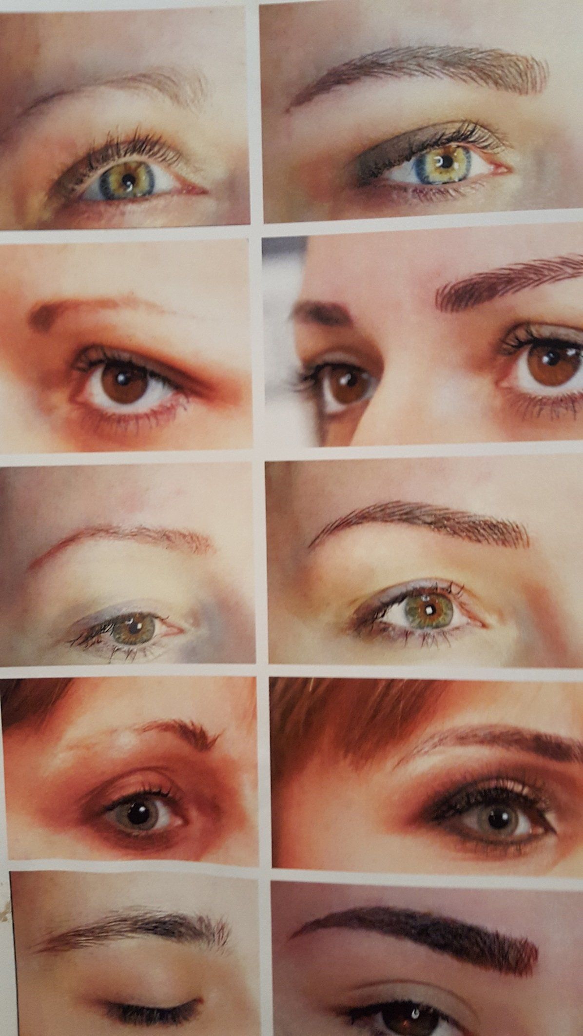 Eine Collage aus Bildern von Frauenaugen und Augenbrauen
