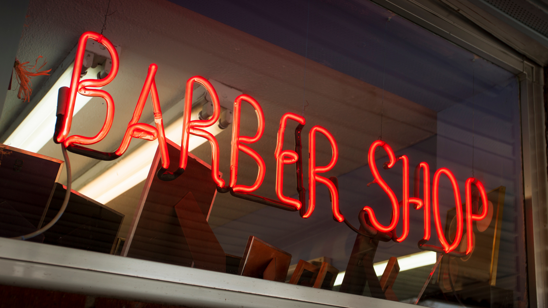 Barber shop open sign