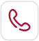 A dark red telephone icon centered in a rounded white square.