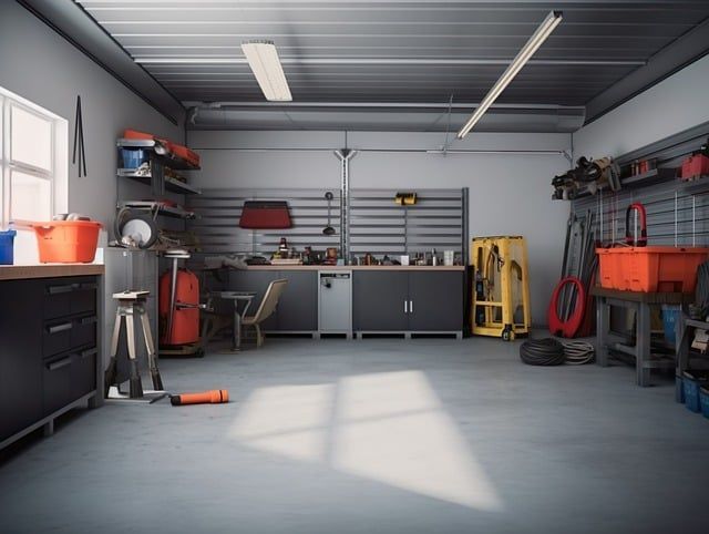 cleaning garage floor with pressure washer