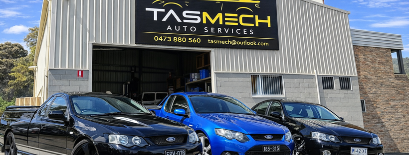 Three Vehicles Parked in Front of the TasMech Auto Services Workshop — TasMech Auto Services In Mornington, TAS