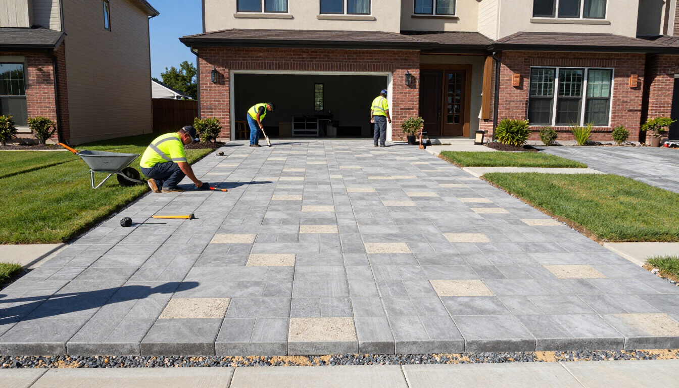 Workers installing a new concrete driveway by a trusted Concrete Contractor in Kent WA.