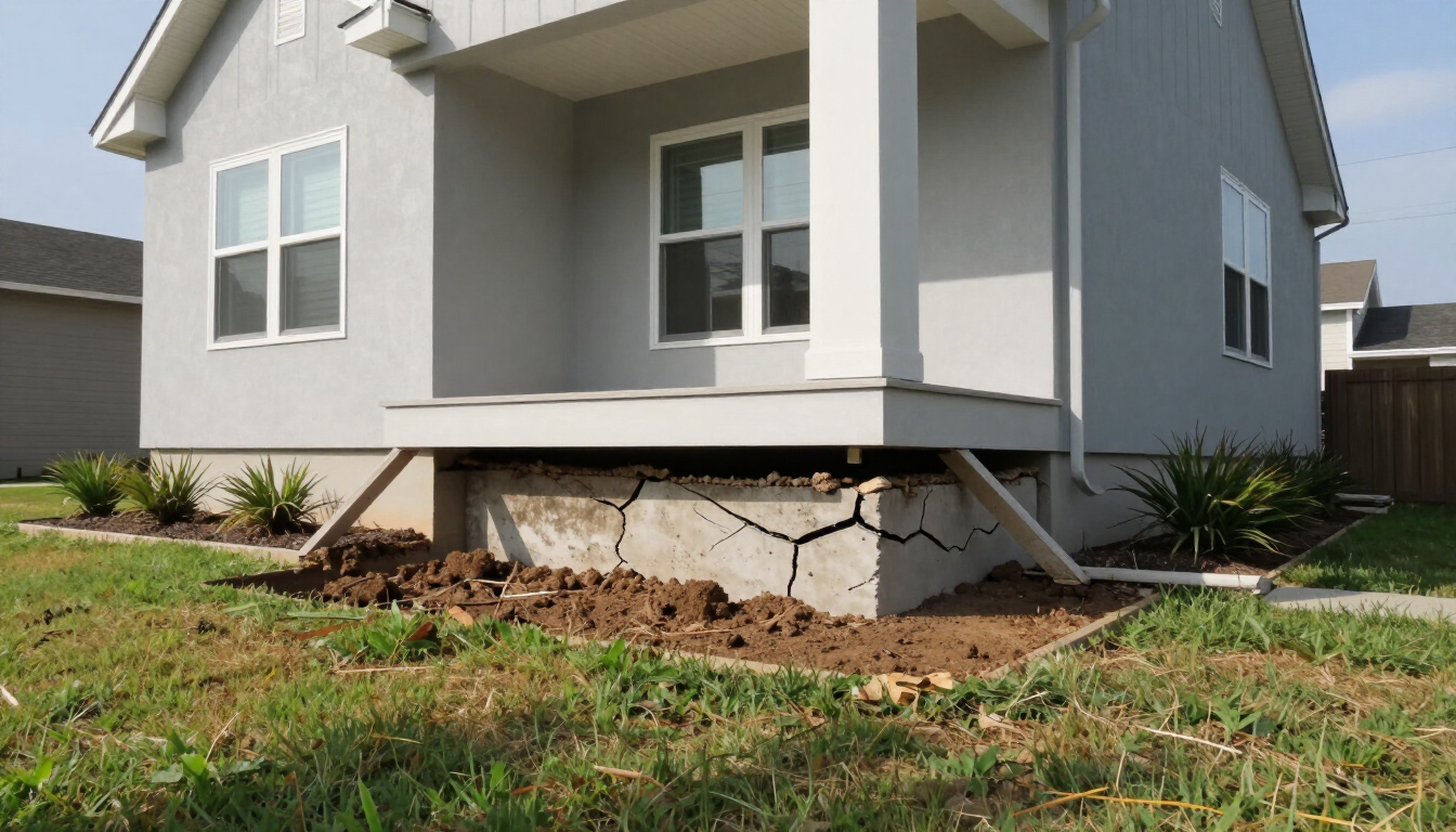 Home with foundation damage requiring repair by a skilled Concrete Contractor in Kent WA.