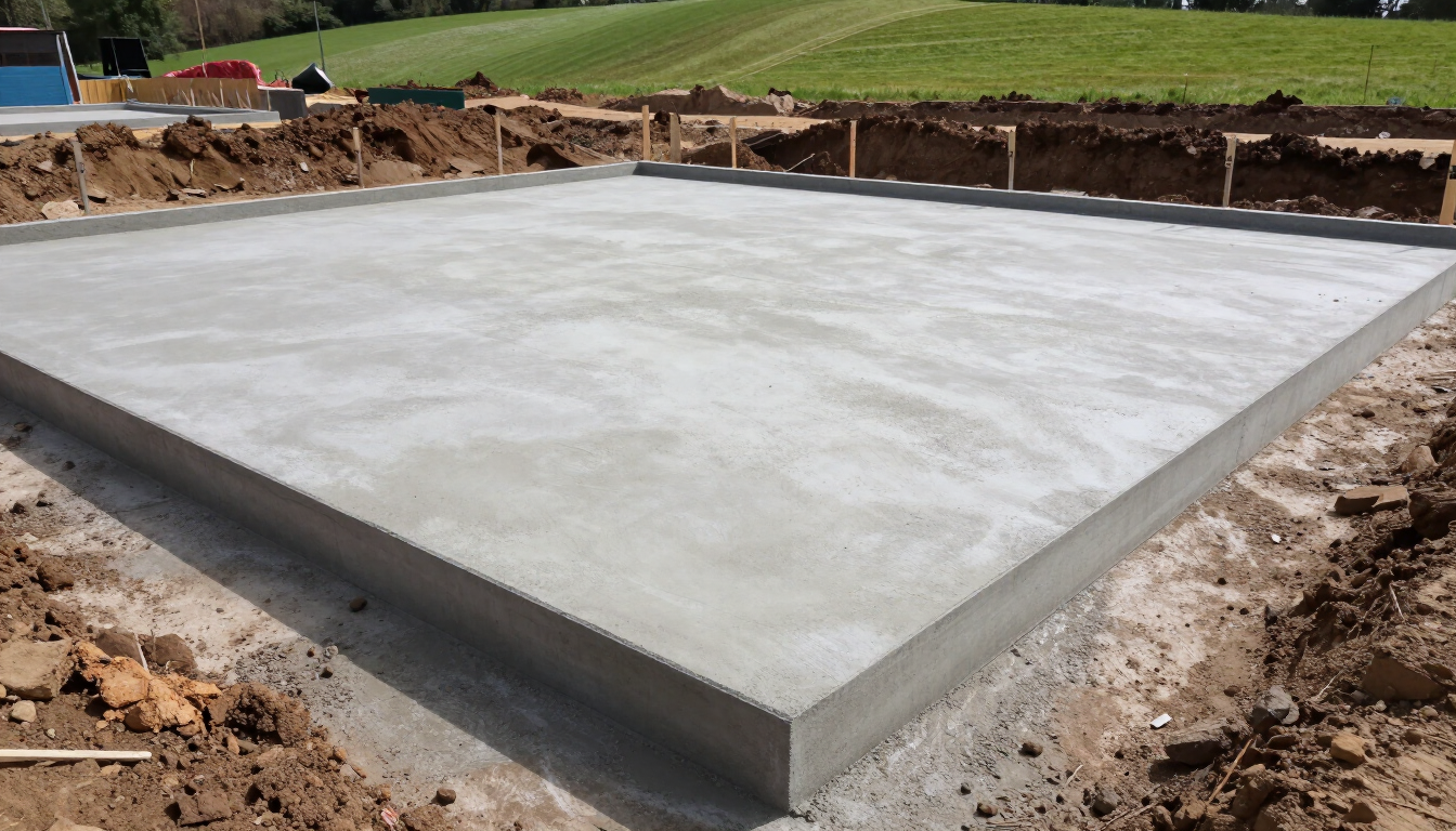 Newly poured concrete foundation slab by an expert Concrete Contractor in Kent WA.
