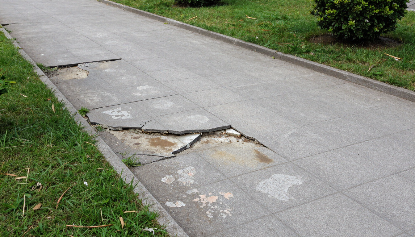 Damaged concrete driveway with cracks needing repair by a trusted Concrete Contractor in Kent WA.