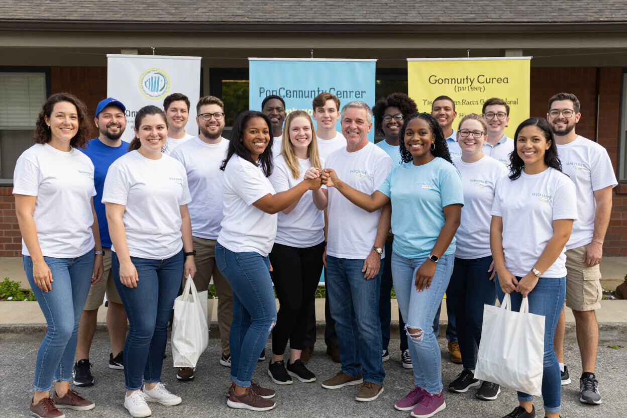 Community partners and AAHC staff at an outreach event