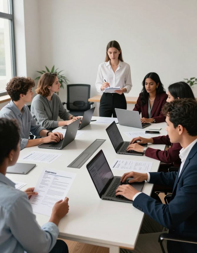 Adults in a workforce-readiness workshop with a facilitator