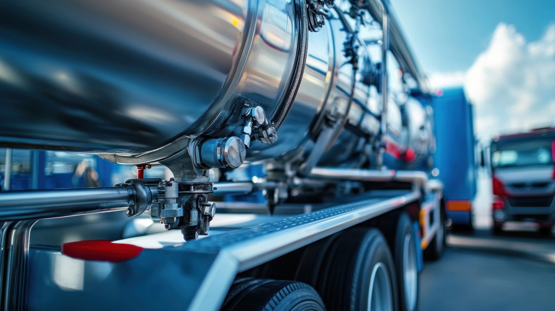 Heavy-duty fuel supplier tanker truck parked on-site, ready for efficient bulk liquid transport. Heavy-duty fuel supplier tanker truck parked on-site, ready for efficient bulk liquid transport.