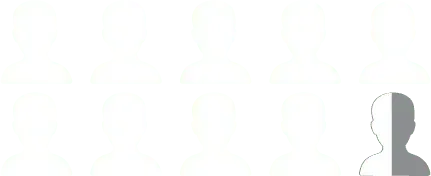 Silhouette of a person standing on the right against a white background with a gray section