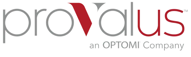 ProValus logo in gray and red with the tagline “an OPTOMI Company”