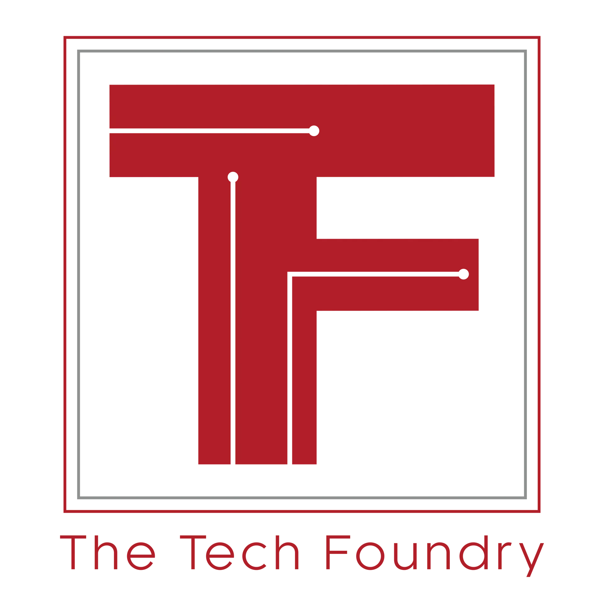 Red Tech Foundry logo with stylized T and F above the text “The Tech Foundry”