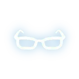 Glowing white eyeglasses icon on a light background