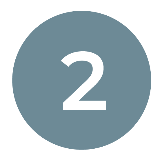 White number 2 centered inside a slate blue circle.