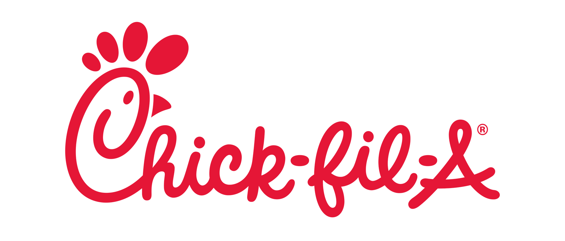 Red Chick-fil-A logo consisting of a stylized chicken head icon followed by the brand name in a cursive typeface.