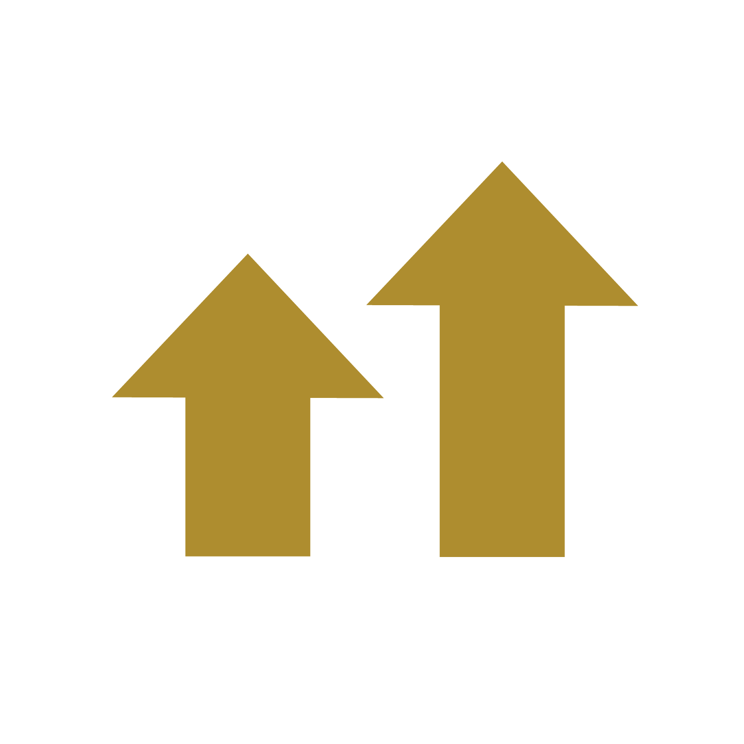 Two golden arrows pointing upward, with the right arrow larger than the left.