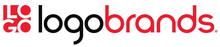 The Logo Brands logo features a red abstract icon to the left of the company name written in black and red text.