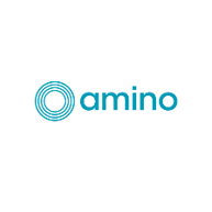 Amino logo in teal with a circular icon on a white background