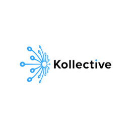 Kollective logo with blue network icon and black text on white background