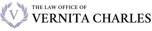 Law Office of Vernita Charles logo with purple laurel and serif text