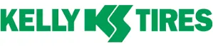 Kelly Tires logo in green with stylized tire mark on a white background