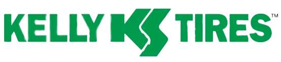 Kelly Tires logo with green text and stylized green “K” on a white background
