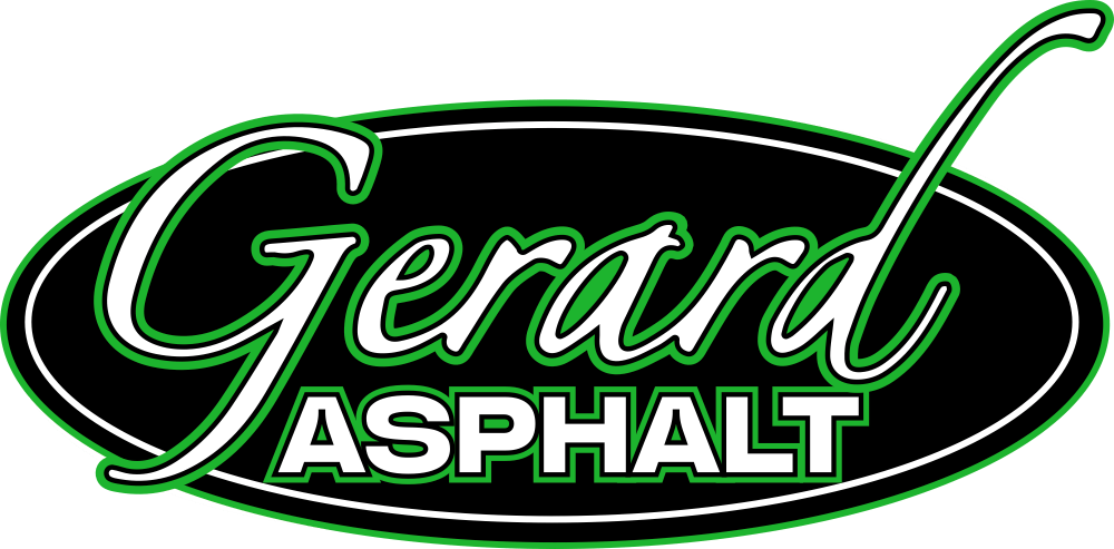 Gerard Asphalt logo in black, green, and white with cursive lettering