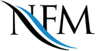 The letters "NFM" in black font, with a stylized black and blue swoosh crossing behind the "N".