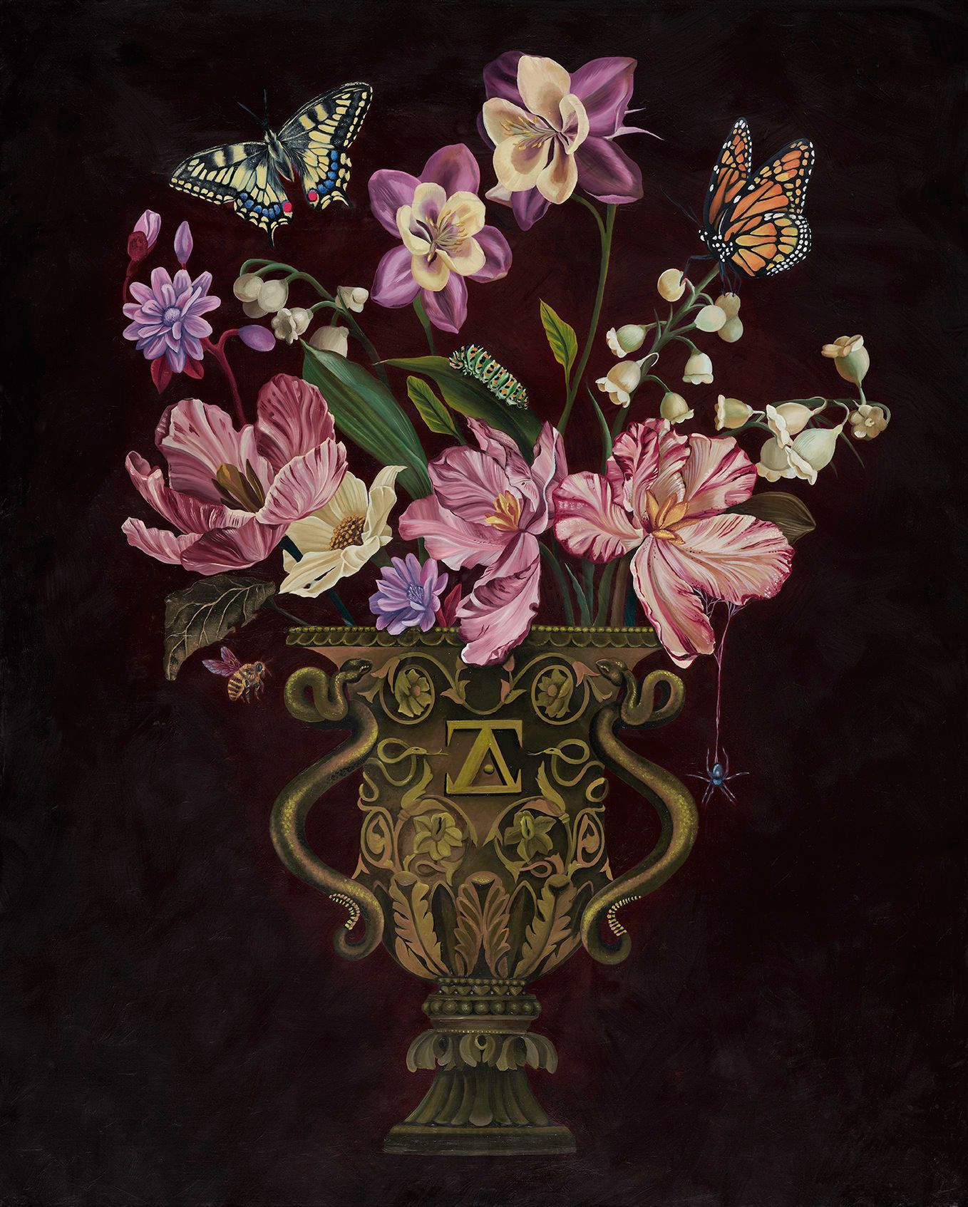 art, painting, donatella azygous, comissioned art, los angeles, female artist, oil, oil paint, renaissance, classic, flower vase, elegant, opulent, wealth, beauty, love, craftsmanship, excellence