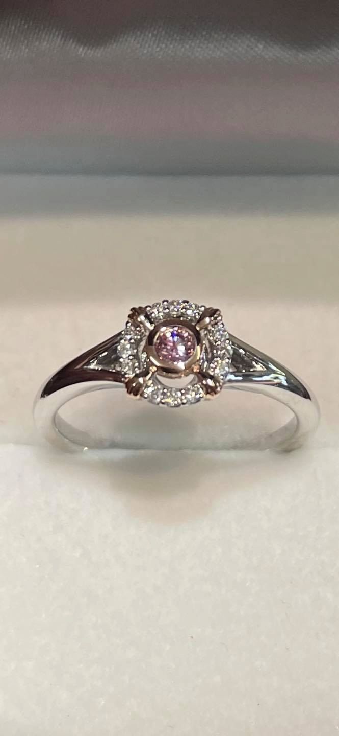 Diamond Ring With Pink Center Stone — Chris Williams Retail & Manufacturing Jewellers in Wanguri, NT