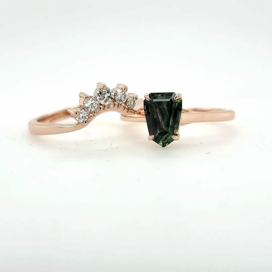 Two Rose Gold Rings: One Curved With White Stones — Chris Williams Retail & Manufacturing Jewellers in Wanguri, NT