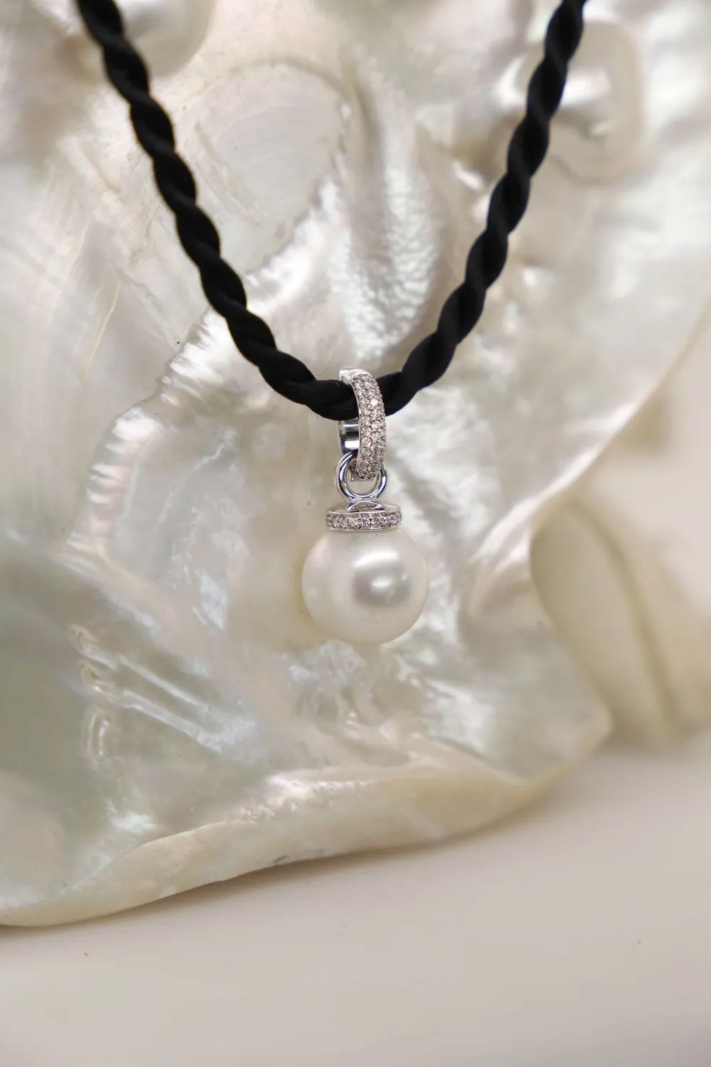 Pearl Pendant Necklace on a Black Twisted Cord — Chris Williams Retail & Manufacturing Jewellers in Wanguri, NT