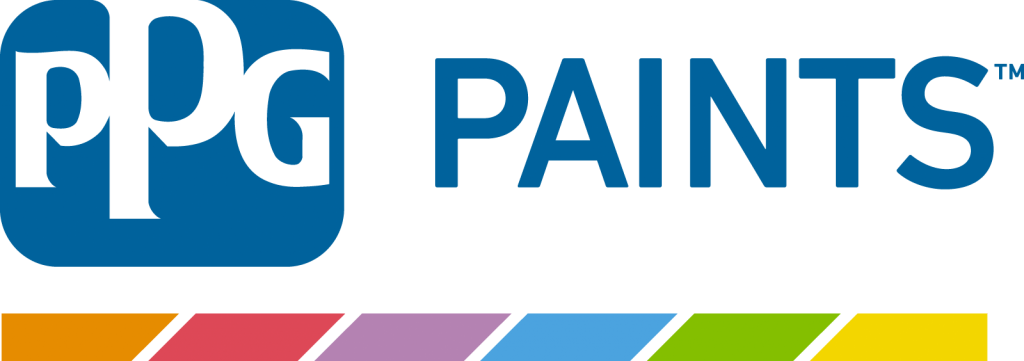PPG Paints logo with a blue square containing 