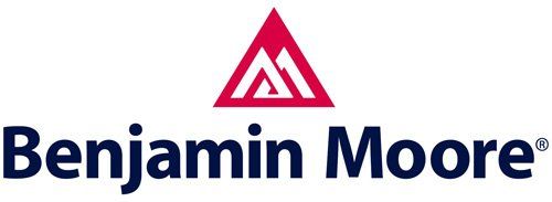 Benjamin Moore logo: red triangle over dark blue text.