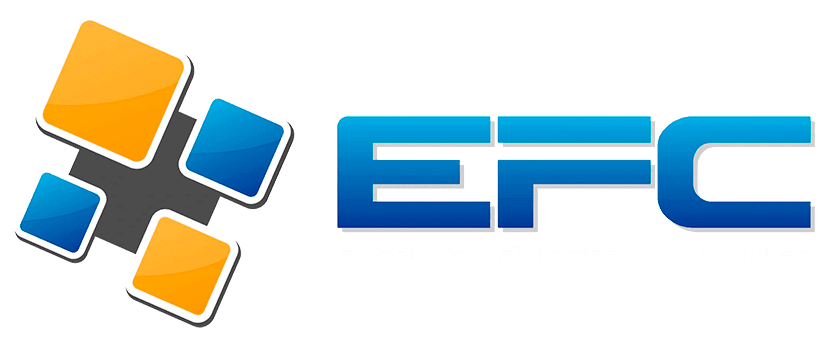 Logo with abstract shapes and blue 