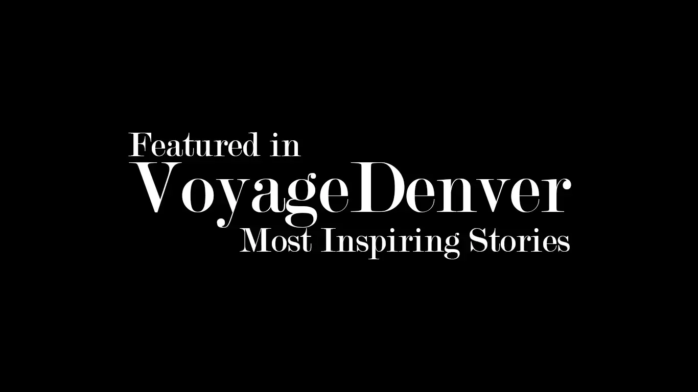 VoyageDenver logo with text 'Featured in Most Inspiring Stories' on black background.