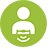 Green circular icon with a white person silhouette and a small truck symbol below